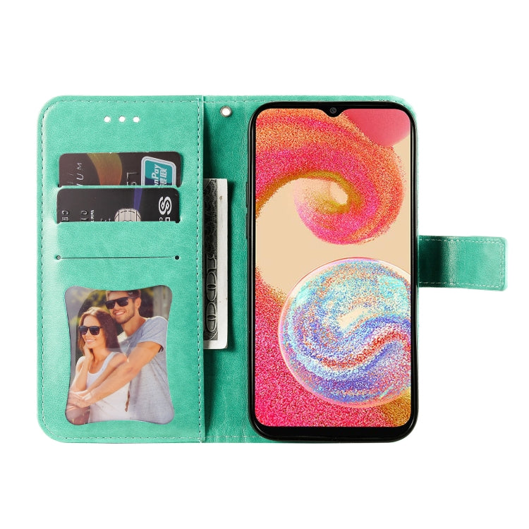 For Samsung Galaxy A04e 7-petal Flowers Embossing Leather Phone Case