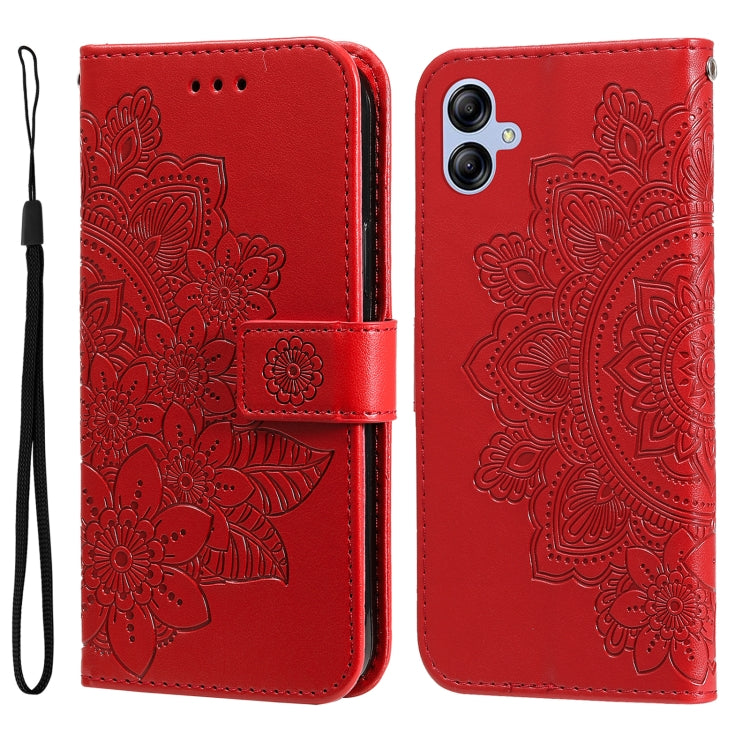 For Samsung Galaxy A04e 7-petal Flowers Embossing Leather Phone Case