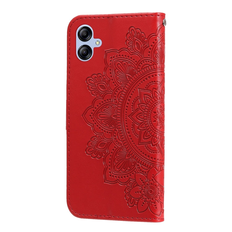 For Samsung Galaxy A04e 7-petal Flowers Embossing Leather Phone Case