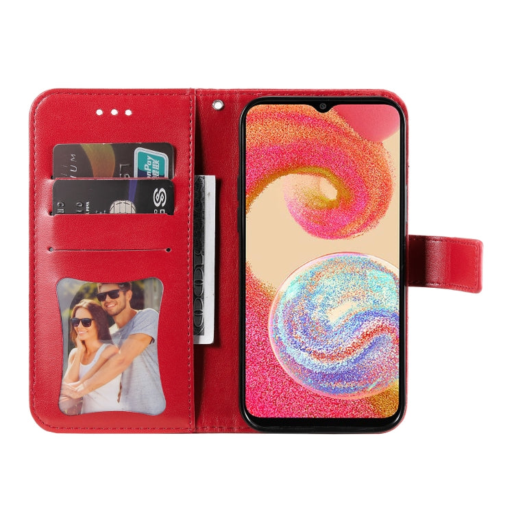 For Samsung Galaxy A04e 7-petal Flowers Embossing Leather Phone Case
