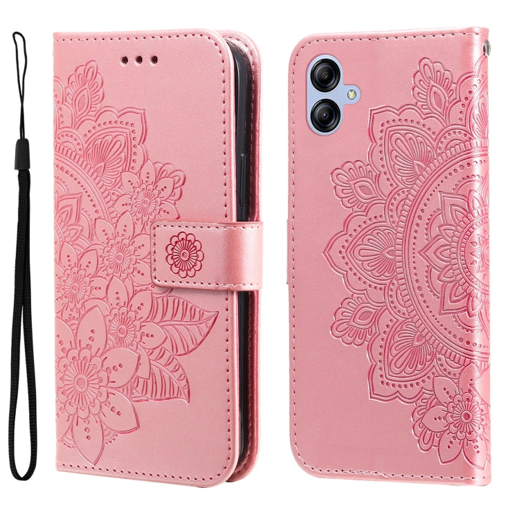 For Samsung Galaxy A04e 7-petal Flowers Embossing Leather Phone Case