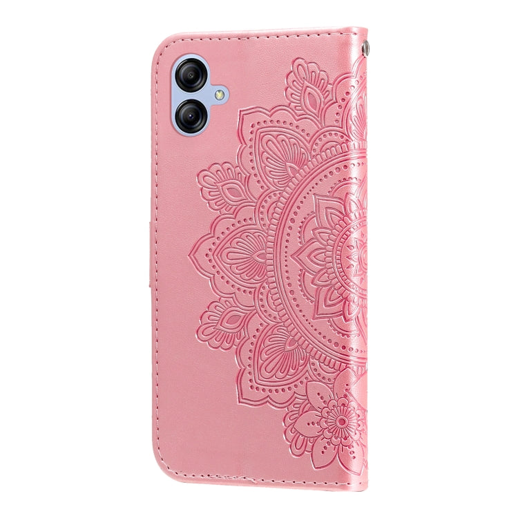 For Samsung Galaxy A04e 7-petal Flowers Embossing Leather Phone Case