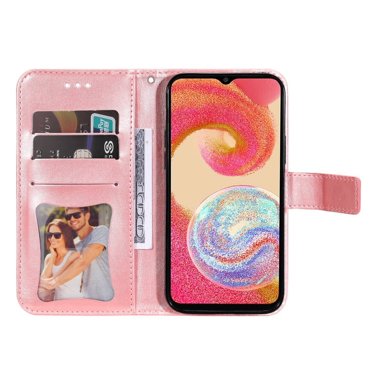 For Samsung Galaxy A04e 7-petal Flowers Embossing Leather Phone Case