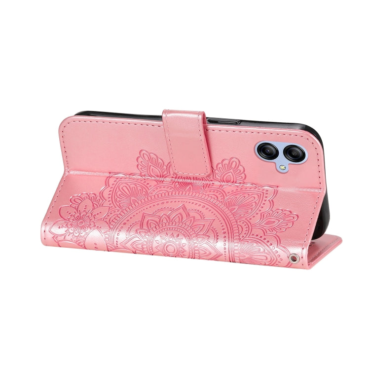 For Samsung Galaxy A04e 7-petal Flowers Embossing Leather Phone Case