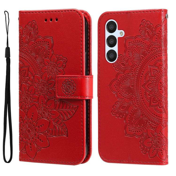 For Samsung Galaxy A34 5G 7-petal Flowers Embossing Leather Phone Case