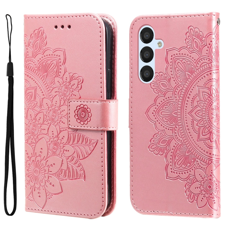 For Samsung Galaxy A34 5G 7-petal Flowers Embossing Leather Phone Case