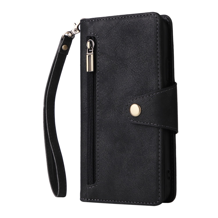 For Samsung Galaxy A22e 5G Rivet Buckle 9 Cards Three Fold Leather Phone Case