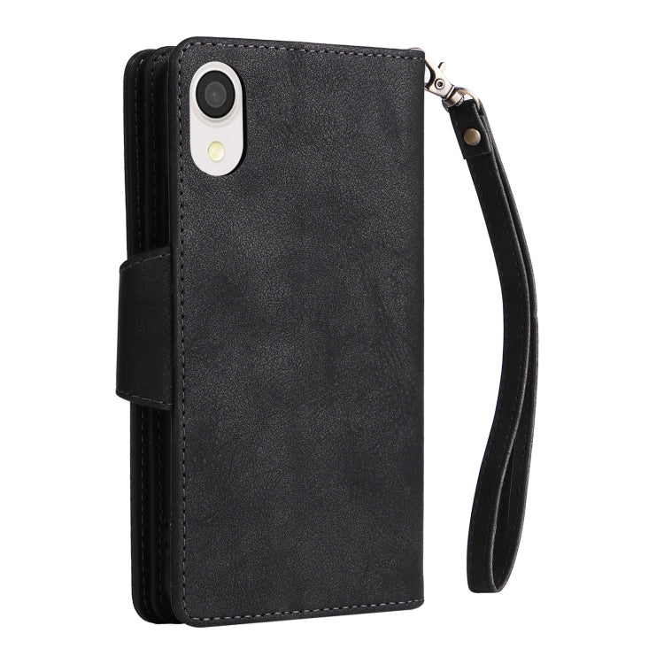 For Samsung Galaxy A22e 5G Rivet Buckle 9 Cards Three Fold Leather Phone Case