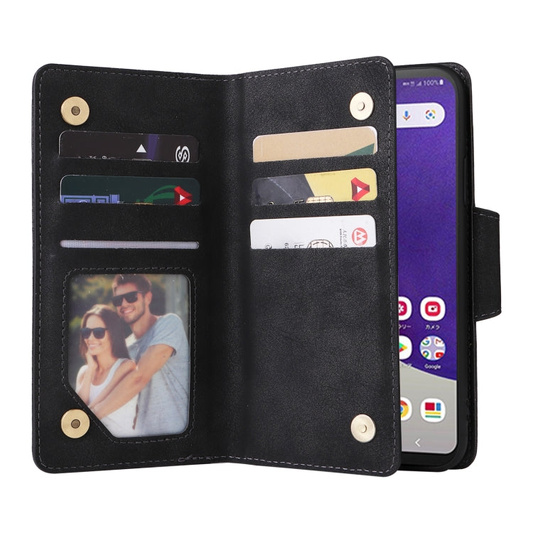 For Samsung Galaxy A22e 5G Rivet Buckle 9 Cards Three Fold Leather Phone Case