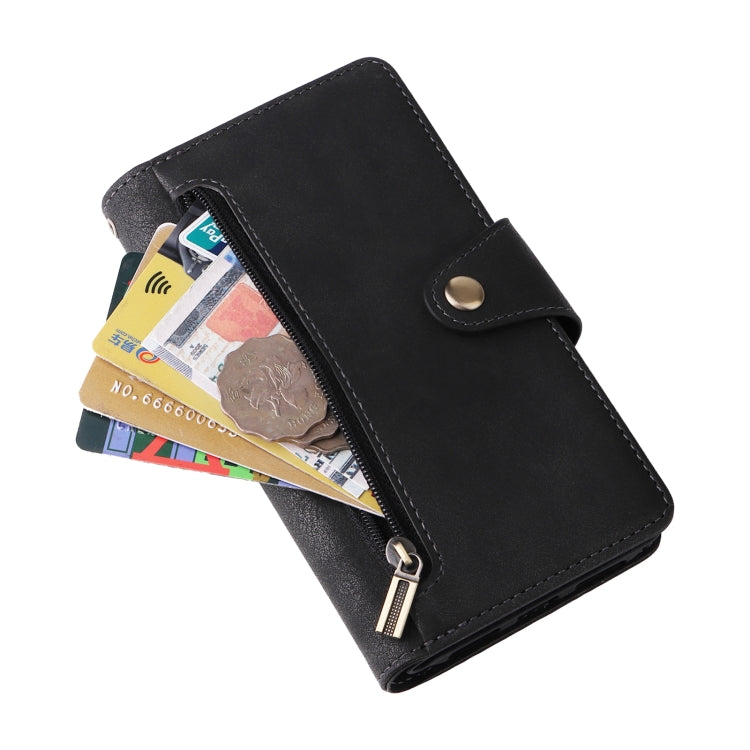 For Samsung Galaxy A22e 5G Rivet Buckle 9 Cards Three Fold Leather Phone Case