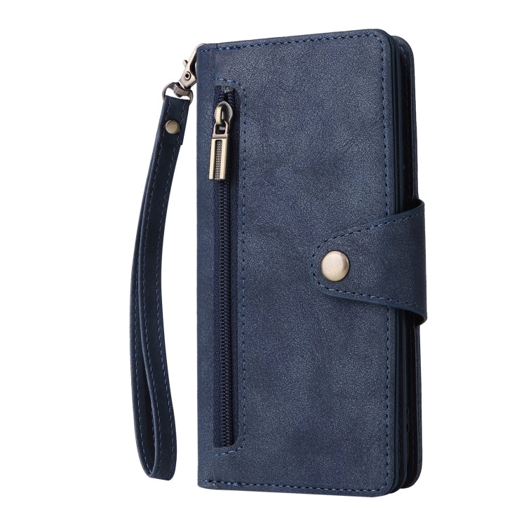 For Samsung Galaxy A22e 5G Rivet Buckle 9 Cards Three Fold Leather Phone Case