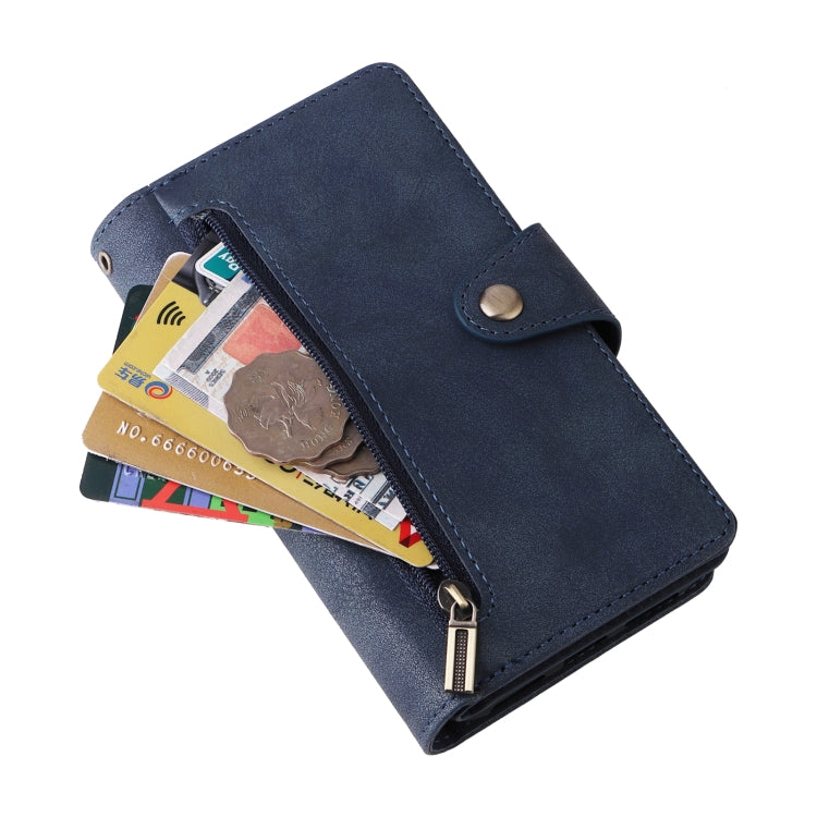 For Samsung Galaxy A22e 5G Rivet Buckle 9 Cards Three Fold Leather Phone Case