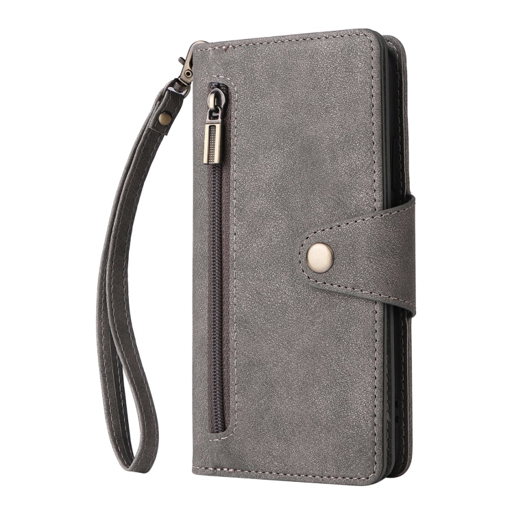 For Samsung Galaxy A22e 5G Rivet Buckle 9 Cards Three Fold Leather Phone Case