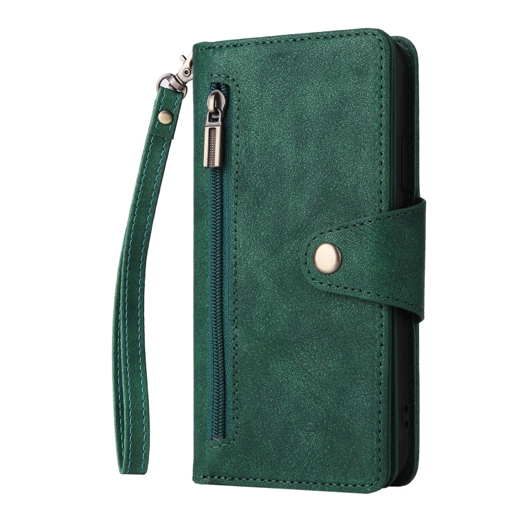 For Samsung Galaxy A22e 5G Rivet Buckle 9 Cards Three Fold Leather Phone Case