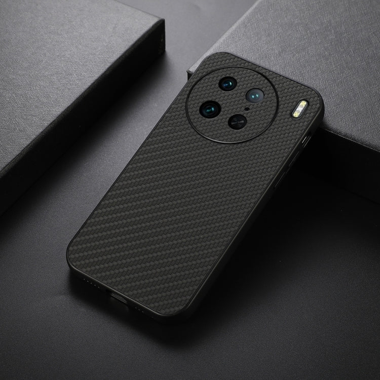 For vivo X90 Pro Accurate Hole Carbon Fiber Texture PU Phone Case