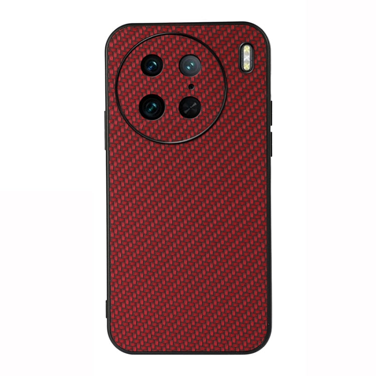 For vivo X90 Pro Accurate Hole Carbon Fiber Texture PU Phone Case