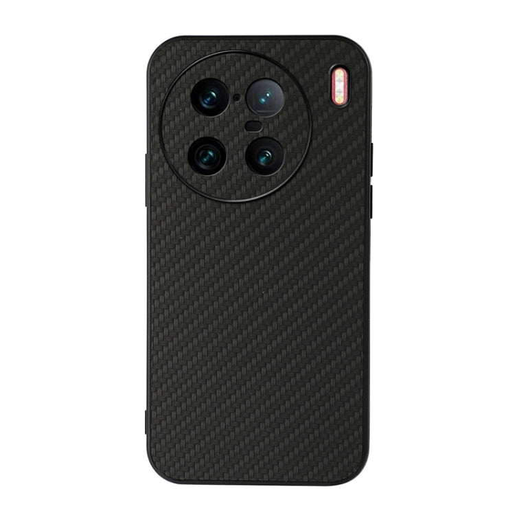 For vivo X90 Pro+ Accurate Hole Carbon Fiber Texture PU Phone Case