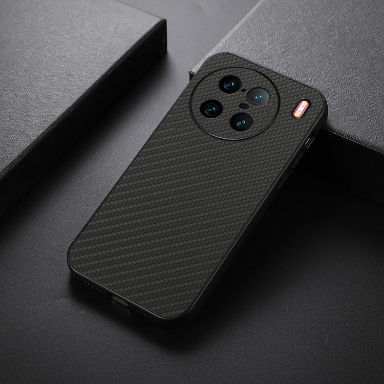 For vivo X90 Pro+ Accurate Hole Carbon Fiber Texture PU Phone Case
