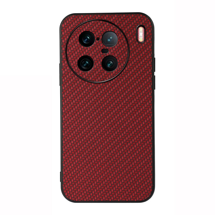 For vivo X90 Pro+ Accurate Hole Carbon Fiber Texture PU Phone Case