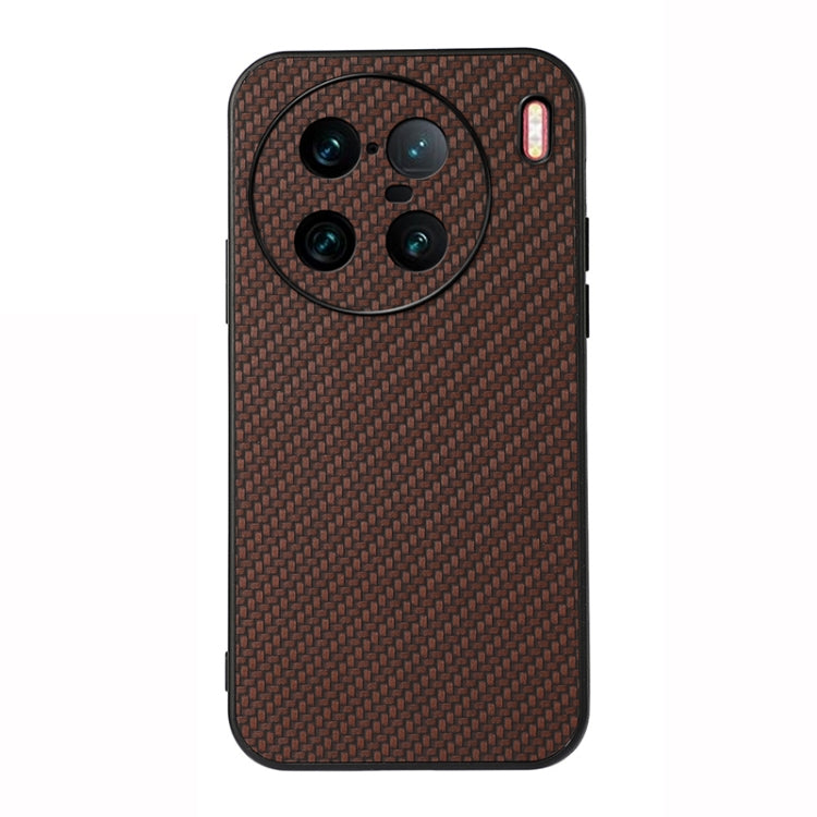For vivo X90 Pro+ Accurate Hole Carbon Fiber Texture PU Phone Case