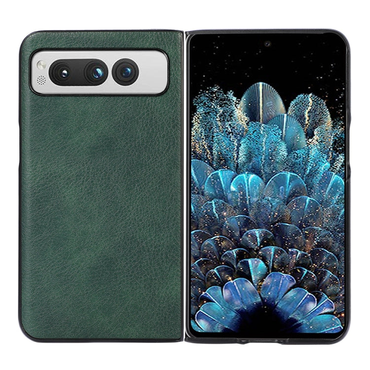 For Google Pixel Fold Two-color Litchi Texture PU Phone Case