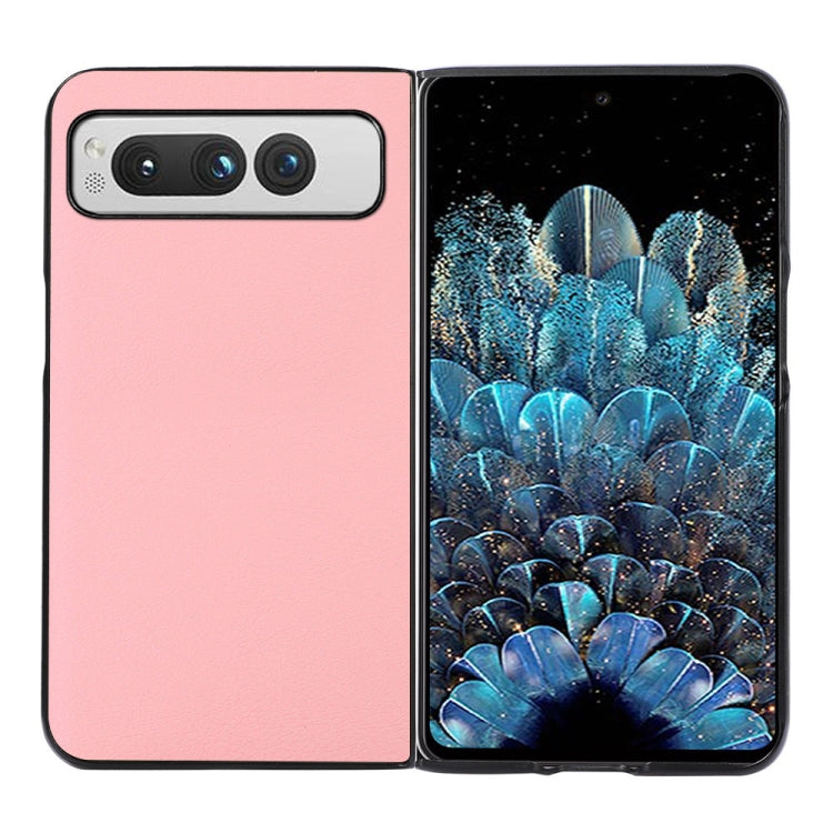 For Google Pixel Fold Two-color Litchi Texture PU Phone Case