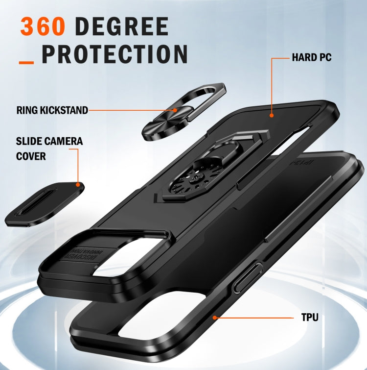 For iPhone 14 Pioneer Armor Sliding Camshield Phone Case