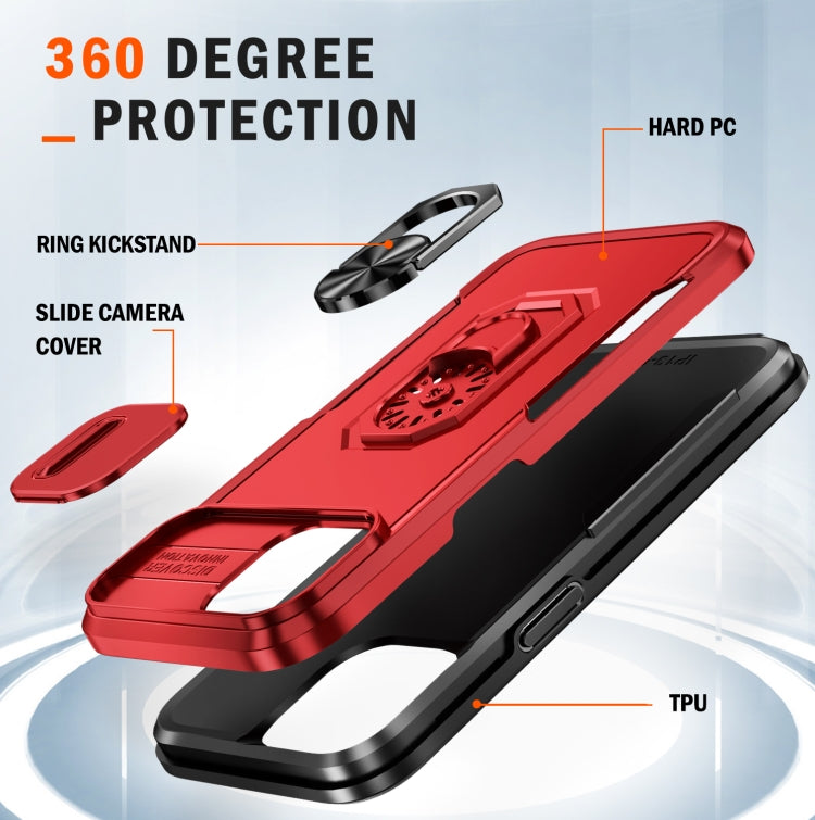 For iPhone 14 Pioneer Armor Sliding Camshield Phone Case