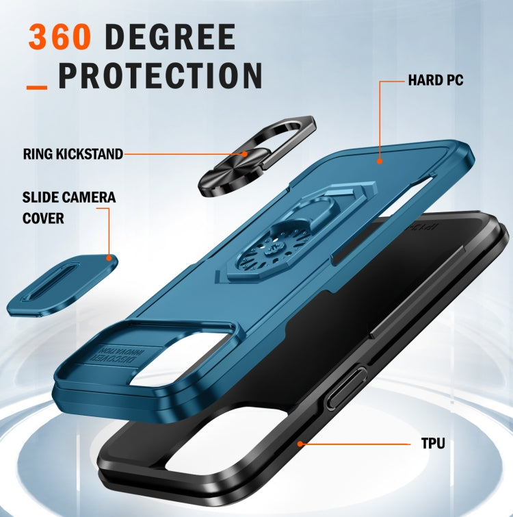 For iPhone 14 Pioneer Armor Sliding Camshield Phone Case
