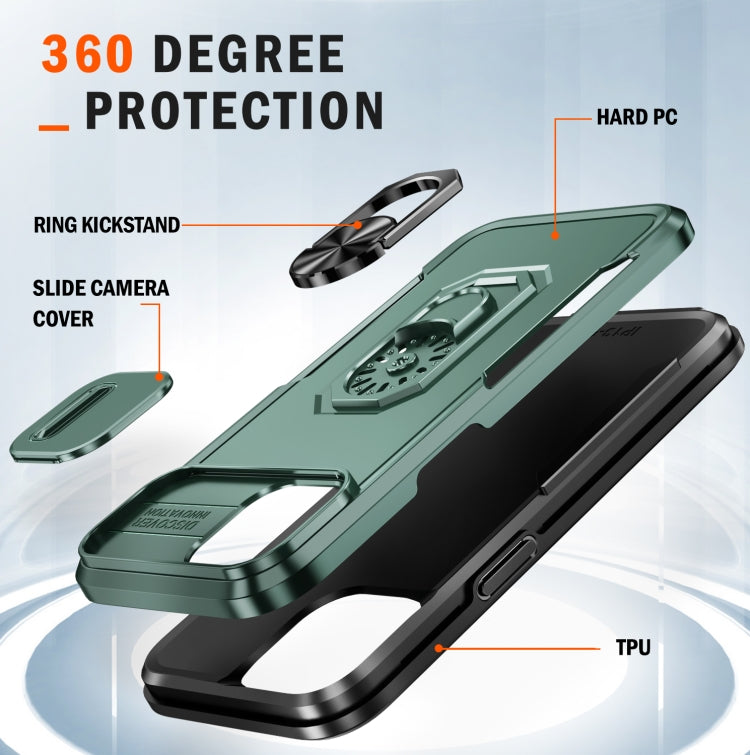 For iPhone 14 Plus Pioneer Armor Sliding Camshield Phone Case