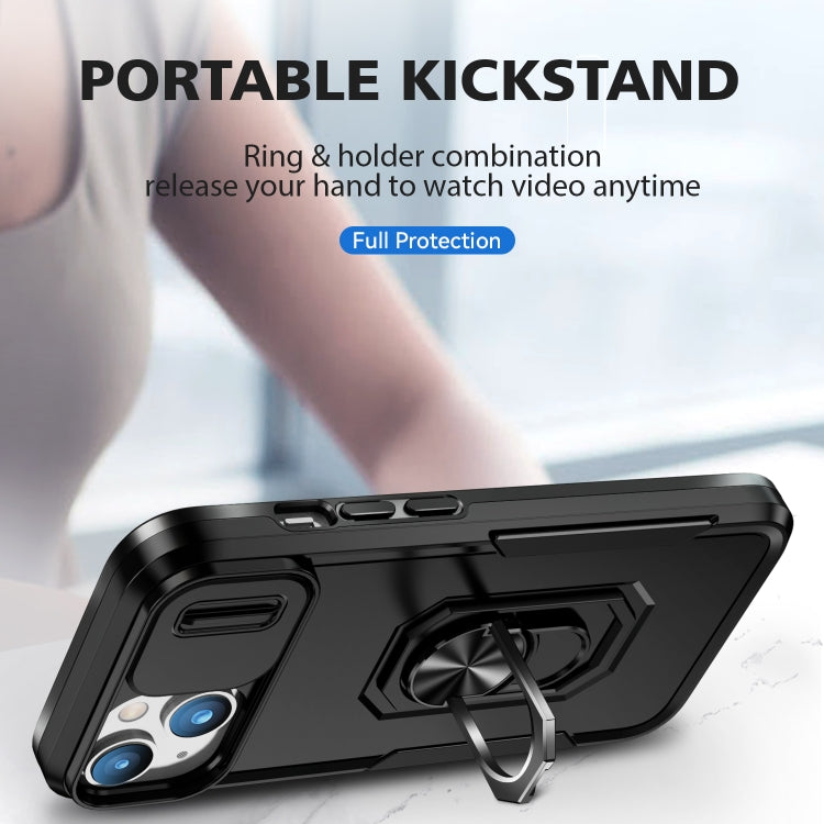 For iPhone 14 Plus Pioneer Armor Sliding Camshield Phone Case