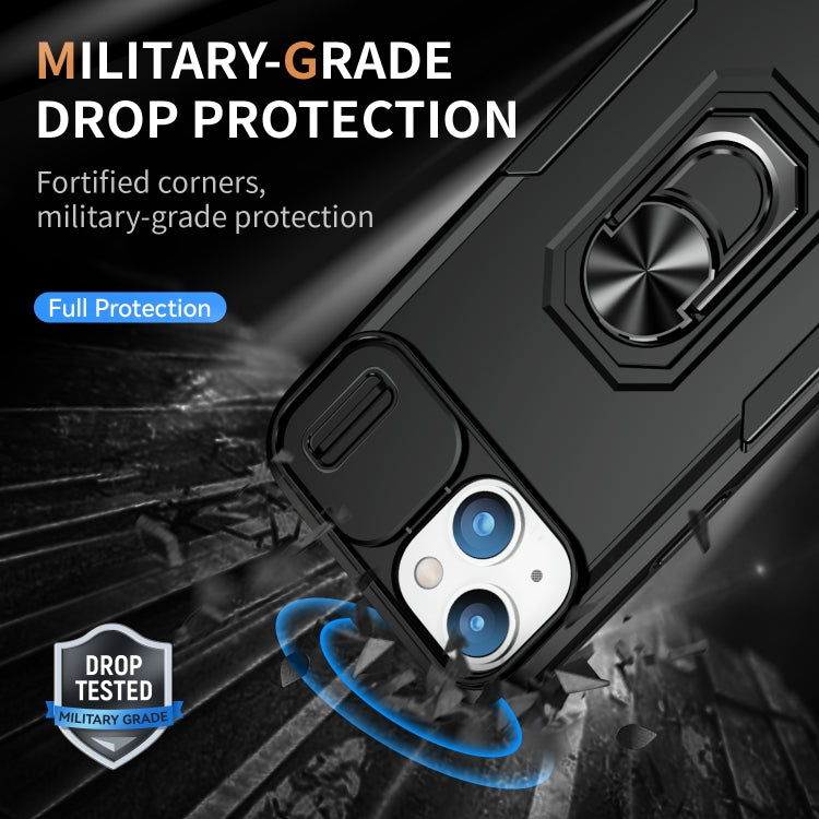 For iPhone 14 Plus Pioneer Armor Sliding Camshield Phone Case