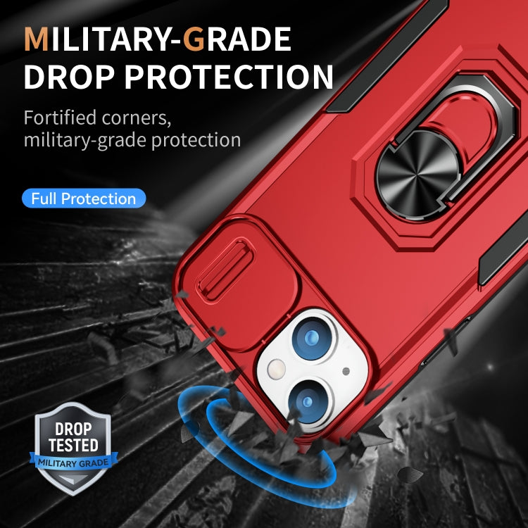 For iPhone 14 Plus Pioneer Armor Sliding Camshield Phone Case