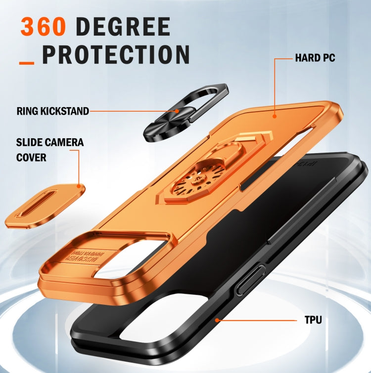 For iPhone 14 Plus Pioneer Armor Sliding Camshield Phone Case