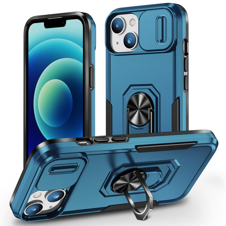 For iPhone 14 Plus Pioneer Armor Sliding Camshield Phone Case
