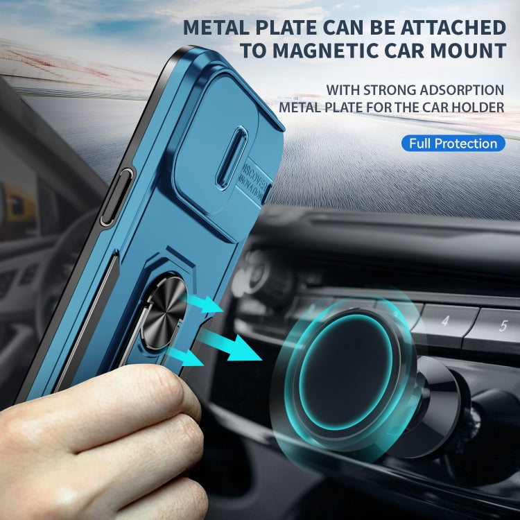 For iPhone 14 Plus Pioneer Armor Sliding Camshield Phone Case