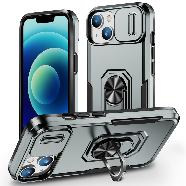 For iPhone 14 Plus Pioneer Armor Sliding Camshield Phone Case