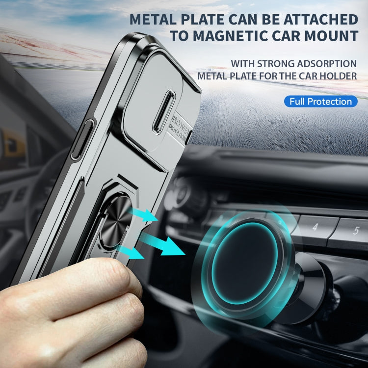 For iPhone 14 Plus Pioneer Armor Sliding Camshield Phone Case