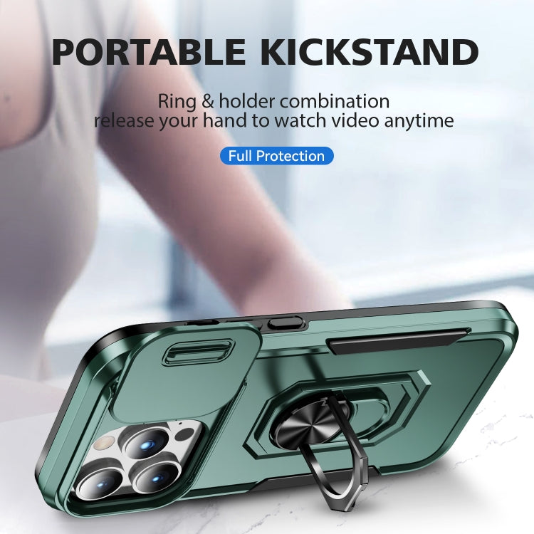 For iPhone 14 Pro Pioneer Armor Sliding Camshield Phone Case