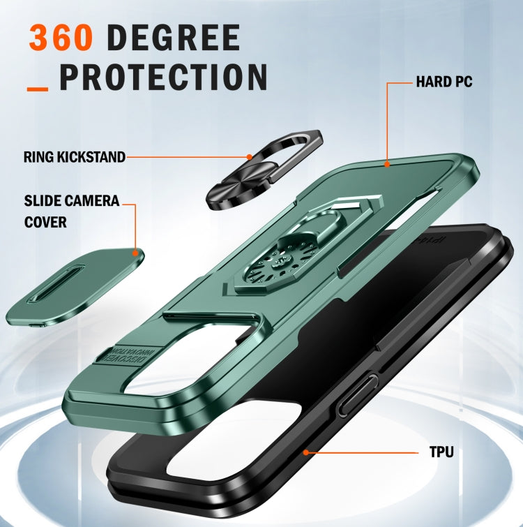 For iPhone 14 Pro Pioneer Armor Sliding Camshield Phone Case