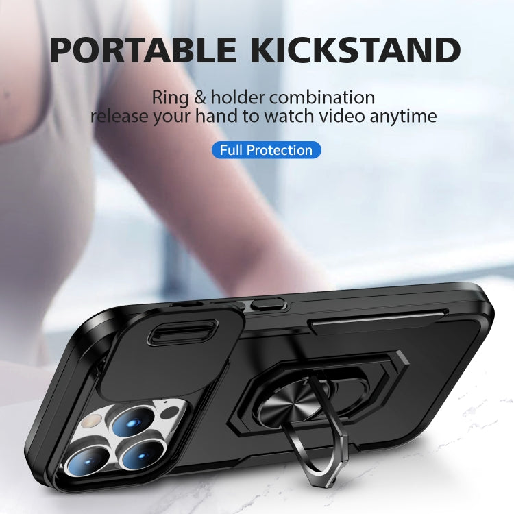 For iPhone 14 Pro Pioneer Armor Sliding Camshield Phone Case