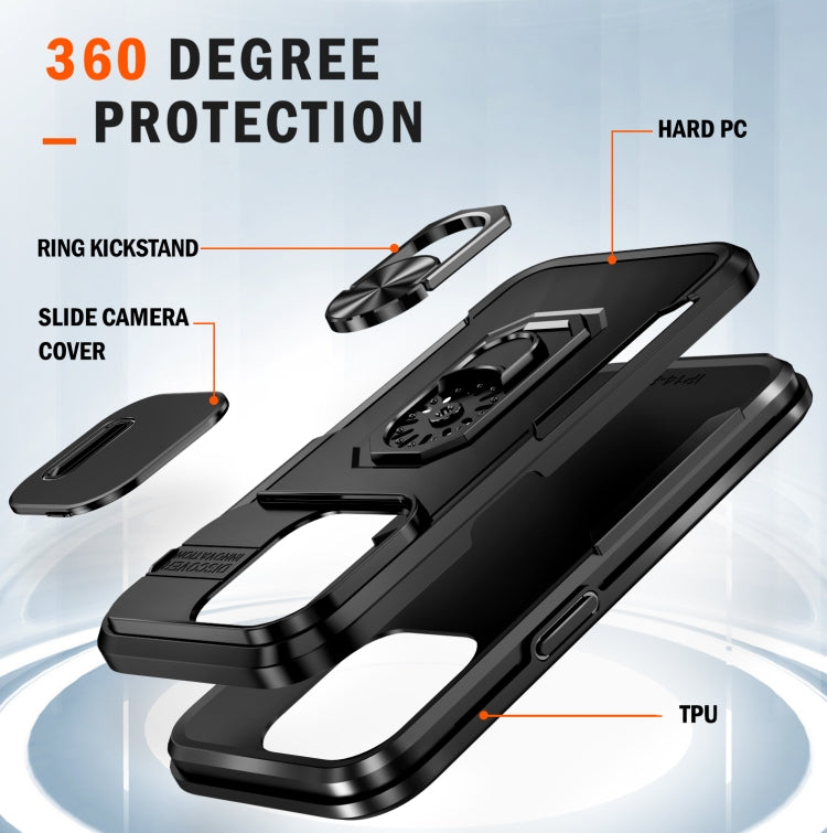 For iPhone 14 Pro Pioneer Armor Sliding Camshield Phone Case