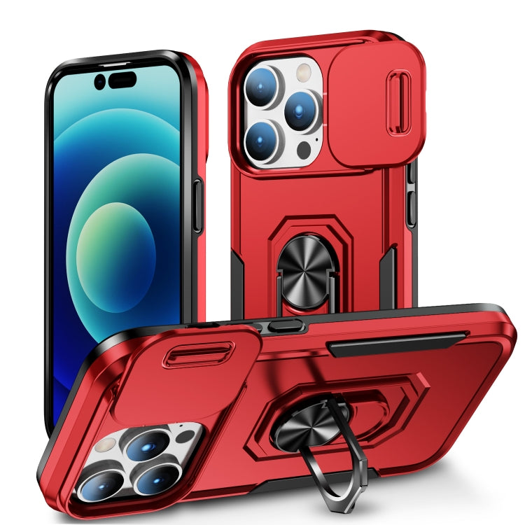 For iPhone 14 Pro Pioneer Armor Sliding Camshield Phone Case