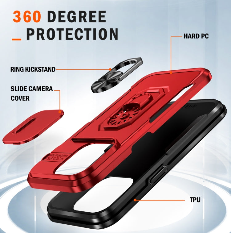 For iPhone 14 Pro Pioneer Armor Sliding Camshield Phone Case