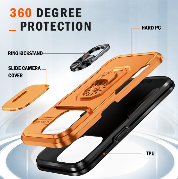 For iPhone 14 Pro Pioneer Armor Sliding Camshield Phone Case