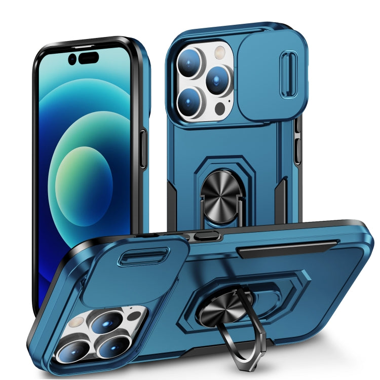 For iPhone 14 Pro Pioneer Armor Sliding Camshield Phone Case