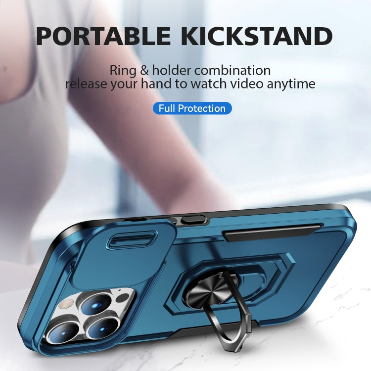 For iPhone 14 Pro Pioneer Armor Sliding Camshield Phone Case