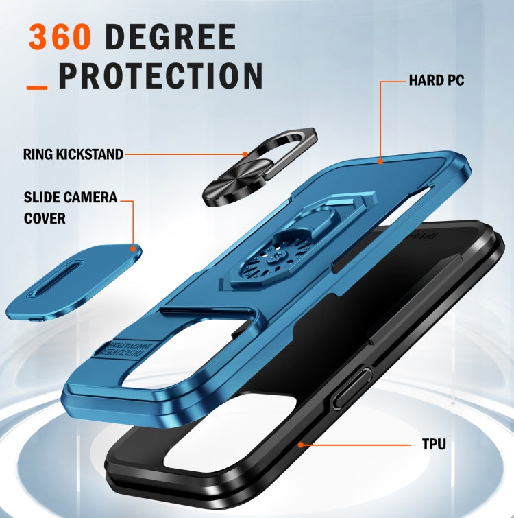 For iPhone 14 Pro Pioneer Armor Sliding Camshield Phone Case