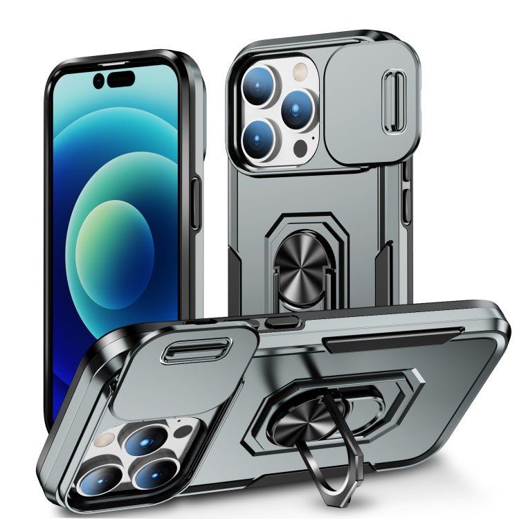 For iPhone 14 Pro Pioneer Armor Sliding Camshield Phone Case
