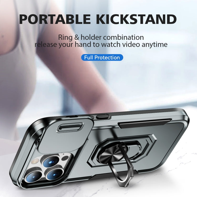 For iPhone 14 Pro Pioneer Armor Sliding Camshield Phone Case
